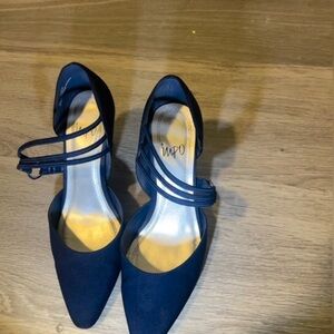 Impo Navy Pointed Toe Strappy Heels